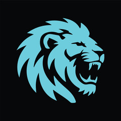 Lion head tattoo vector mascot illustration black silhouette wild animal symbol