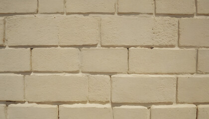 Fototapeta premium Beige brick wall with rough texture and natural imperfections, ideal for warm, rustic, or vintage-themed backgrounds.