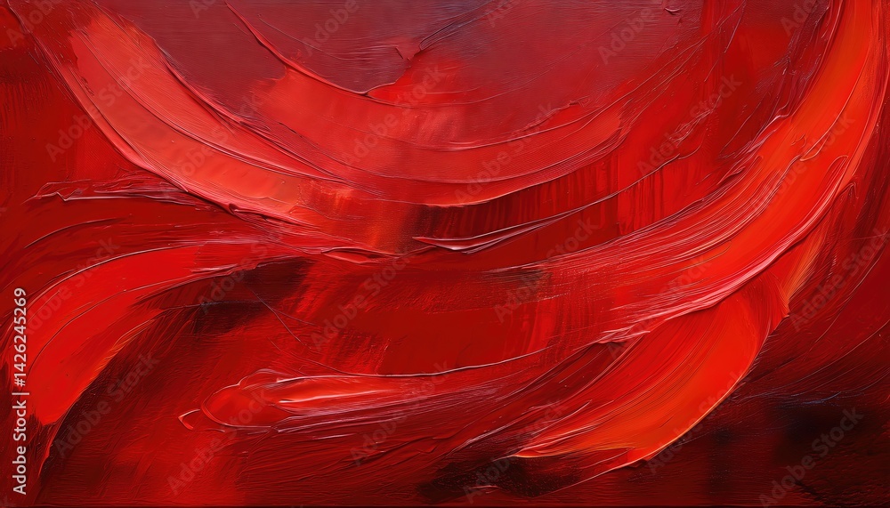 Poster vibrant red textured canvas rich layers of color and texture create a striking, dynamic artwork for 