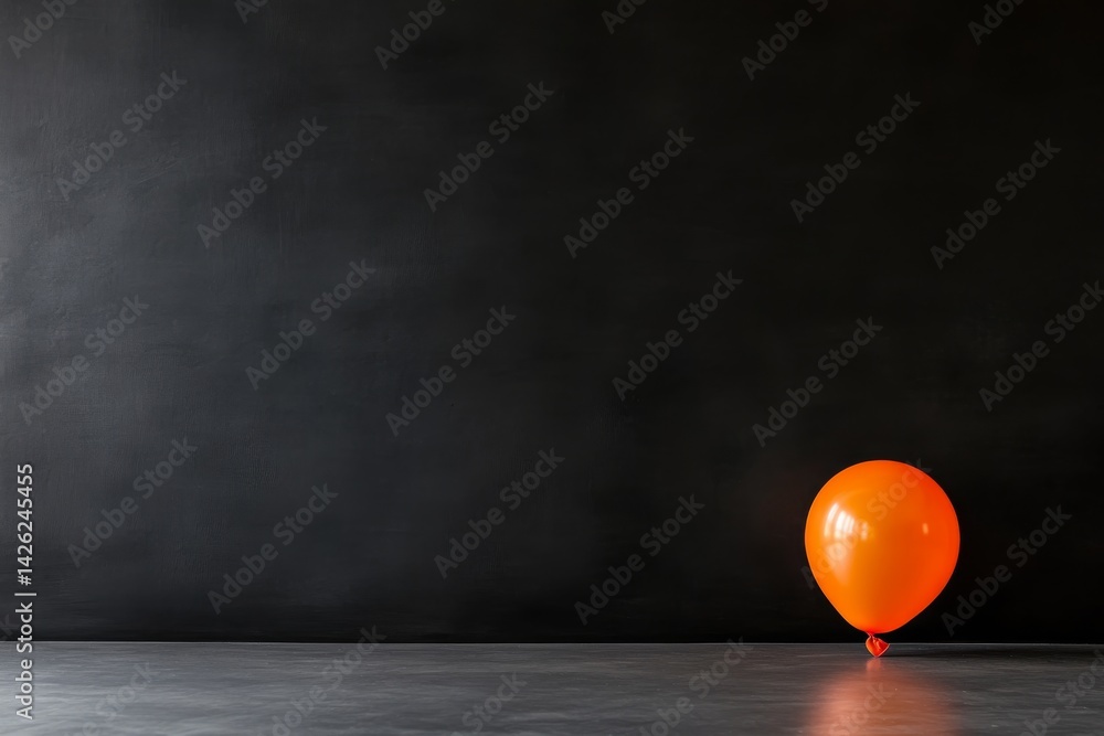 Leinwandbilder an orange balloon floats in front of a matte black background, creating a modern aesthetic with fain