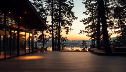Modern Cabin Sunset View