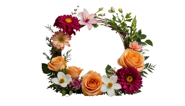 frame with flowers,  isolated background , PNG