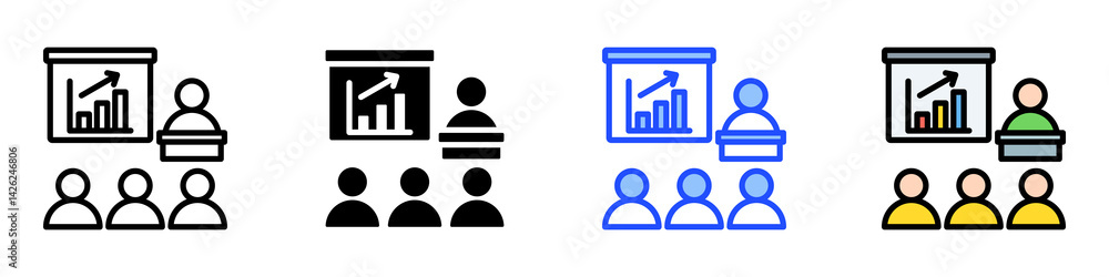Poster board of directors icon set with multiple style collection