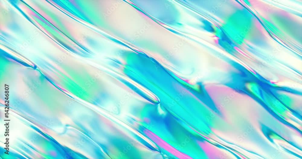 Aufkleber abstract 3d holographic iridescent background. 4k seamless loop animation.