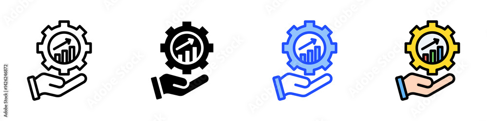 Poster economic development icon set with multiple style collection