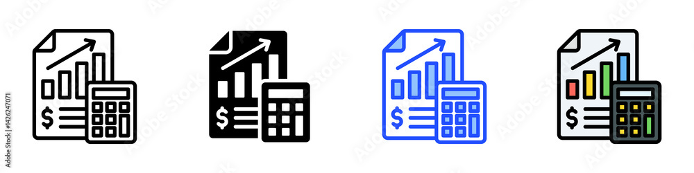 Poster accounting icon set with multiple style collection