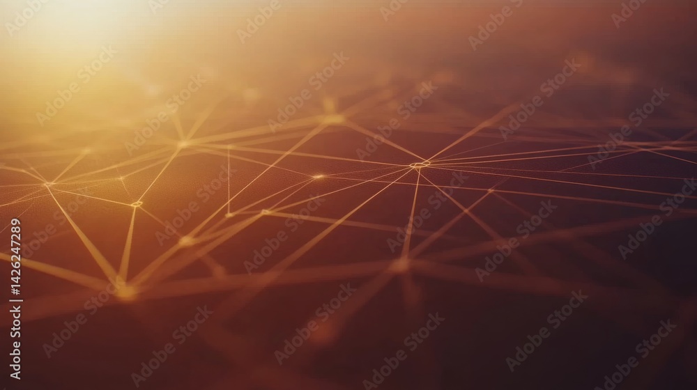 Fototapete A close-up view showcases a glowing digital map highlighting blockchain technology's interconnected lines, symbolizing innovation in various sectors