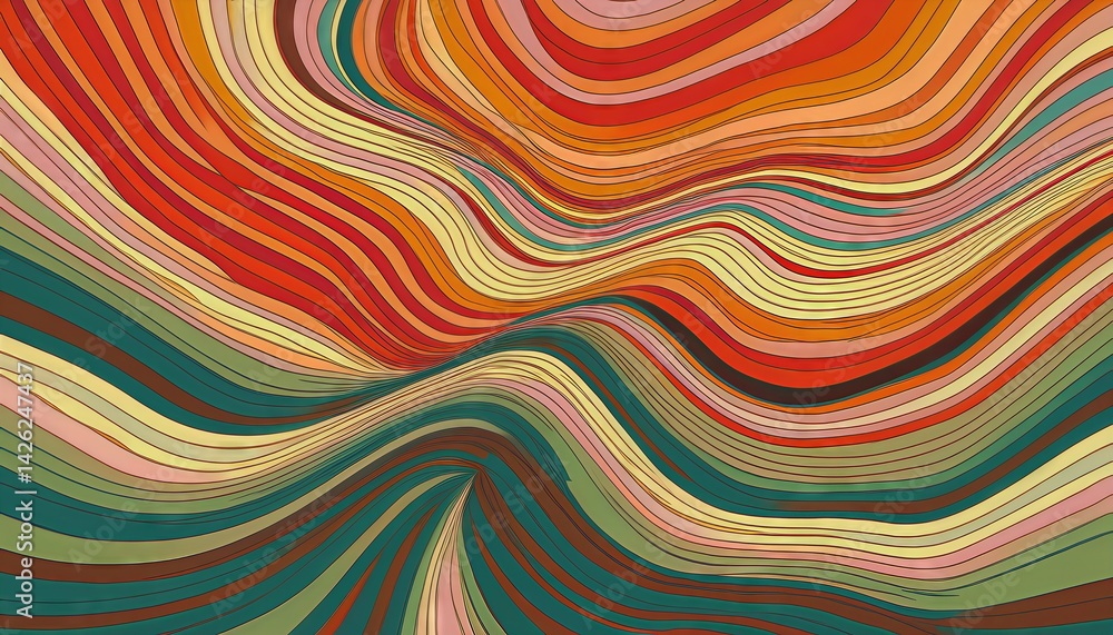 Poster vibrant retro stripes groovy abstract design poster, fusing color and line to create a s mood, invok