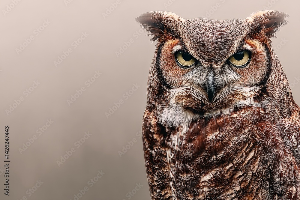 Aufkleber majestic owl perched confidently, showcasing striking features in a serene natural setting during tw