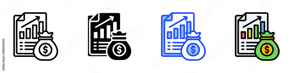 Poster cost icon set with multiple style collection