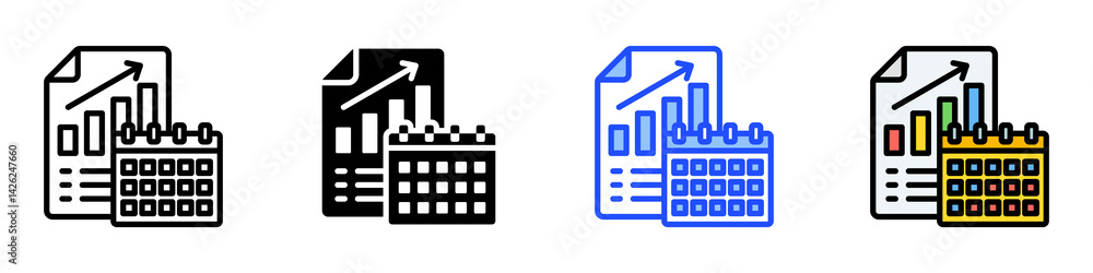 Poster period icon set with multiple style collection