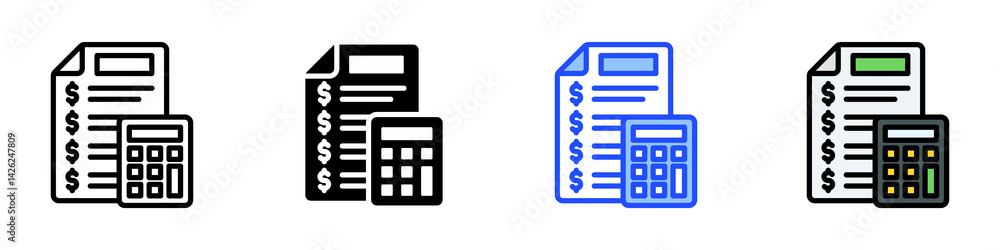 Poster budget icon set with multiple style collection