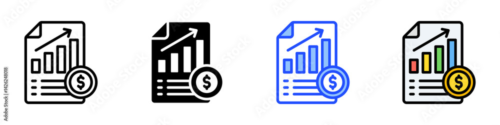 Poster financial icon set with multiple style collection