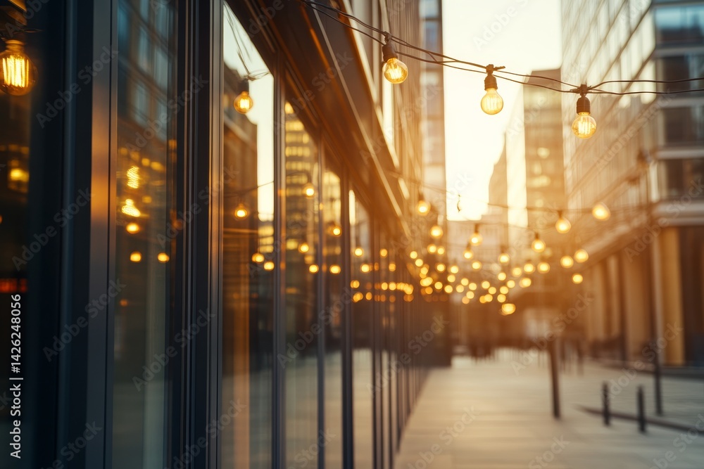Poster the composition features a blurred bokeh backdrop of financial buildings with soft corporate symbols