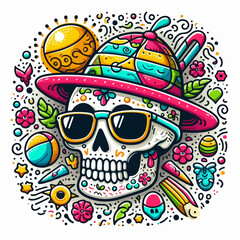 colorful skull vector illustration