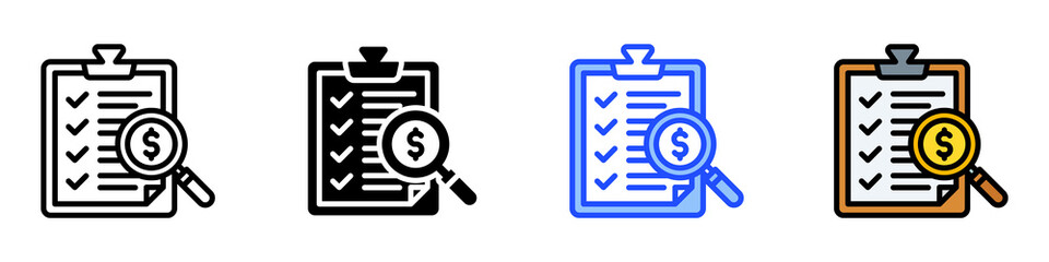 Financial Audit Icon Set With Multiple Style Collection