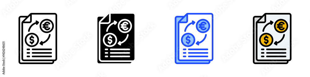 Poster transaction icon set with multiple style collection