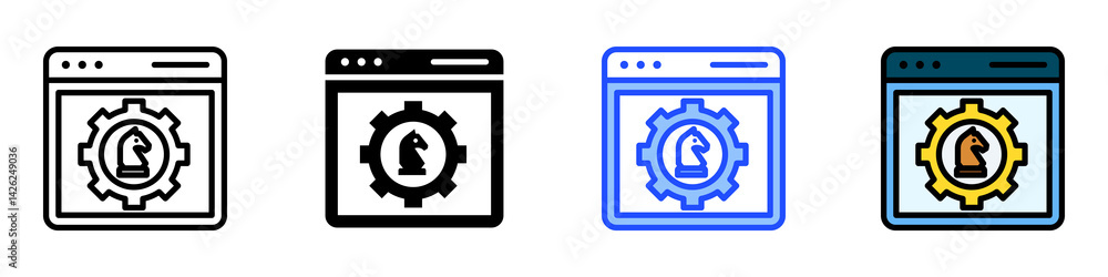 Poster strategy tools icon set with multiple style collection
