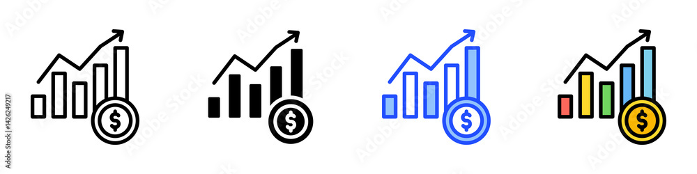 Poster growth icon set with multiple style collection
