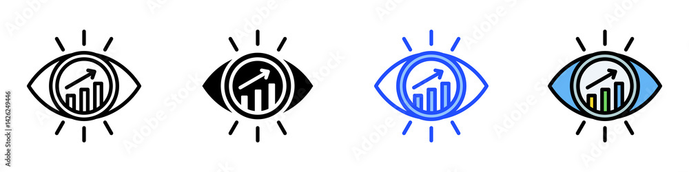 Poster vision icon set with multiple style collection