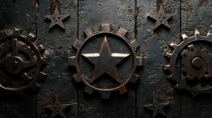 Rustic Gearwork and Stars: A Darkly Beautiful Mechanical Composition