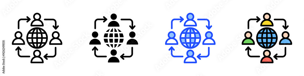 Poster outsourcing icon set with multiple style collection