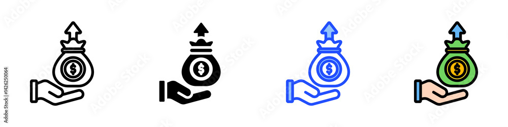 Poster capital icon set with multiple style collection