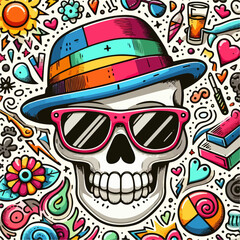 Obraz premium colorful skull vector illustration
