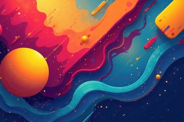 Geometric abstract shapes, bold lines, vibrant color, clean, geometric