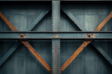 Industrial urban background with exposed metal beams and concrete textures, perfect for tech or industrial product placements