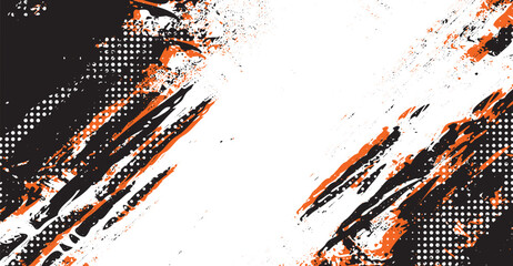 Abstract Black and Orange Grunge Texture Background with Halftone Dots for Modern Designs, Posters, and Creative Projects - High-Resolution Vector Illustration