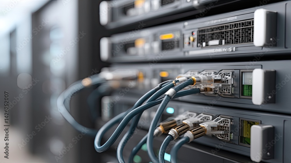 Poster a blue tech background features a data center with server racks and glowing elements, symbolizing cl