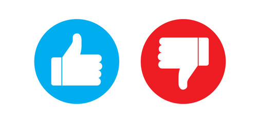 like and unlike button. yes or no finger. positive negative mark symbol. thumbs up and down isolated icon. Yes and no finger,yap and nope mark. accept and not accept social media feedback png ,vector 