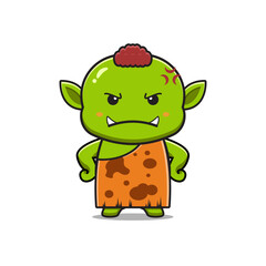 Cute goblin angry cartoon icon illustration