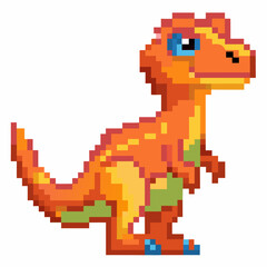 Obraz premium Colorful Pixel Art Dinosaur Illustration in 8 Bit Style
