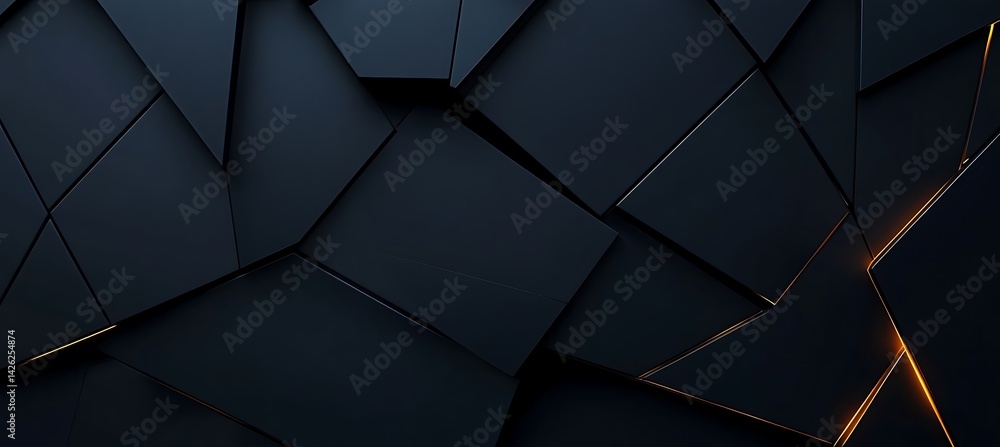 Poster elegant abstract design with glowing lines forming a futuristic geometric background on obsidian bla