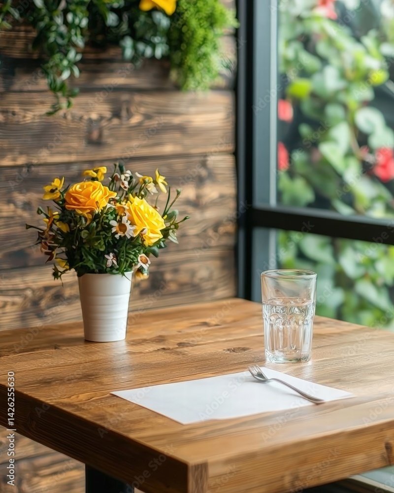 Aufkleber a beautifully arranged table displaying a vibrant vase of flowers adding color to the setting