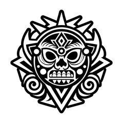 A solid style icon of inca mask tattoo