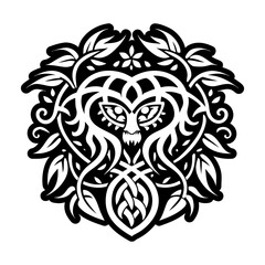 A solid style icon of jungle tattoo