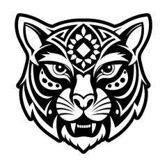 A glyph style icon of sacred puma tattoo