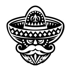 A filled style icon of sombrero tattoo