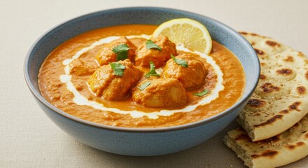 Delicious Chicken Tikka Masala with Naan - Aromatic Indian Chicken Tikka Masala served with fluffy naan bread. A flavorful, creamy, and satisfying meal. Perfect comfort food, spicy delight