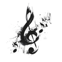 Grunge hand draw shape music notes, icon isolated on white --v 7.0