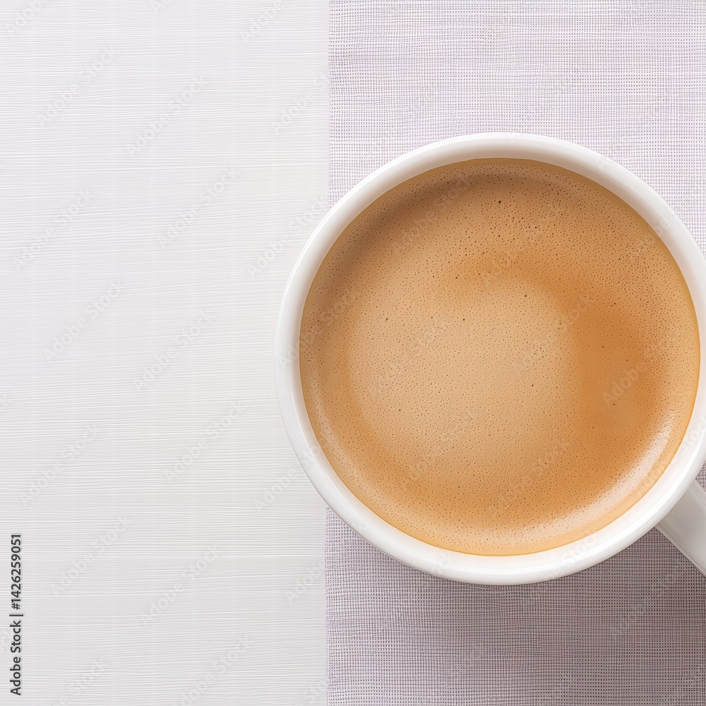 Poster simple white cup of coffee resting on a smooth surface with soft lighting creating a relaxing mood