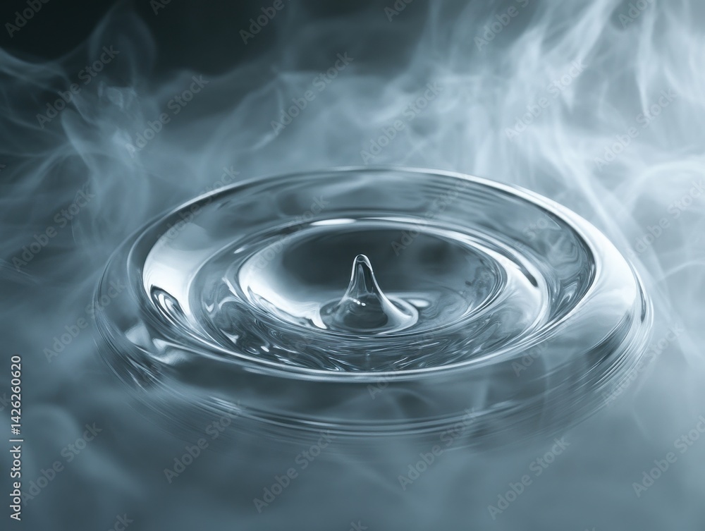 Fototapete Radiant hazy background with a spinning fluid drop element