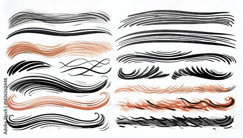 Aufkleber abstract artistic expression whimsical handdrawn underline highlighter strokes, merging with etherea