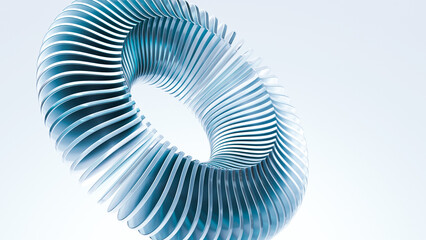 Minimalist 3D render of a smooth abstract spiral shape in soft blue tones. Futuristic and geometric structure ideal for technology, design, and digital art backgrounds.