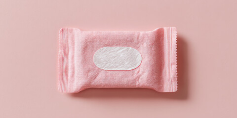 Obraz premium Mockup of wet wipes packaging with opening sticker on colored background.