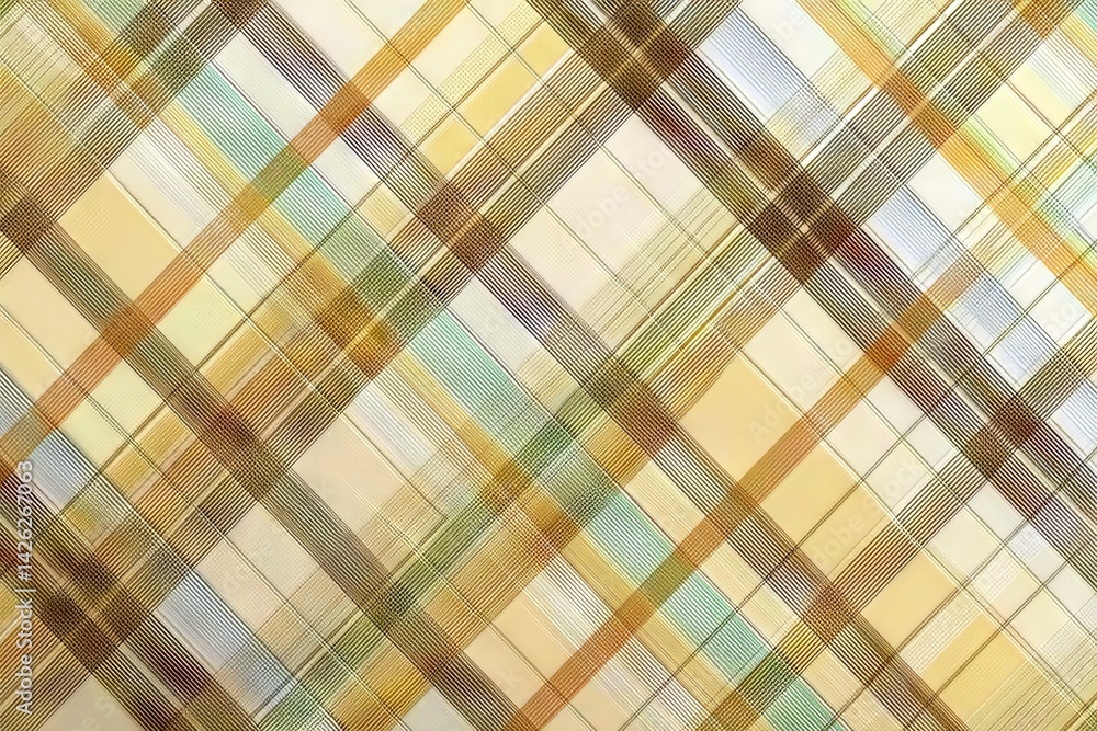 Poster Woven fabric with a modern plaid pattern in earthy tones and soft colors