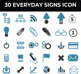 Thirty Everyday Signs Icons Perfect for Web Design Projects and Branding Materials